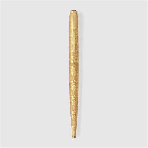 penna gucci|Geometric G pen with case in gold.